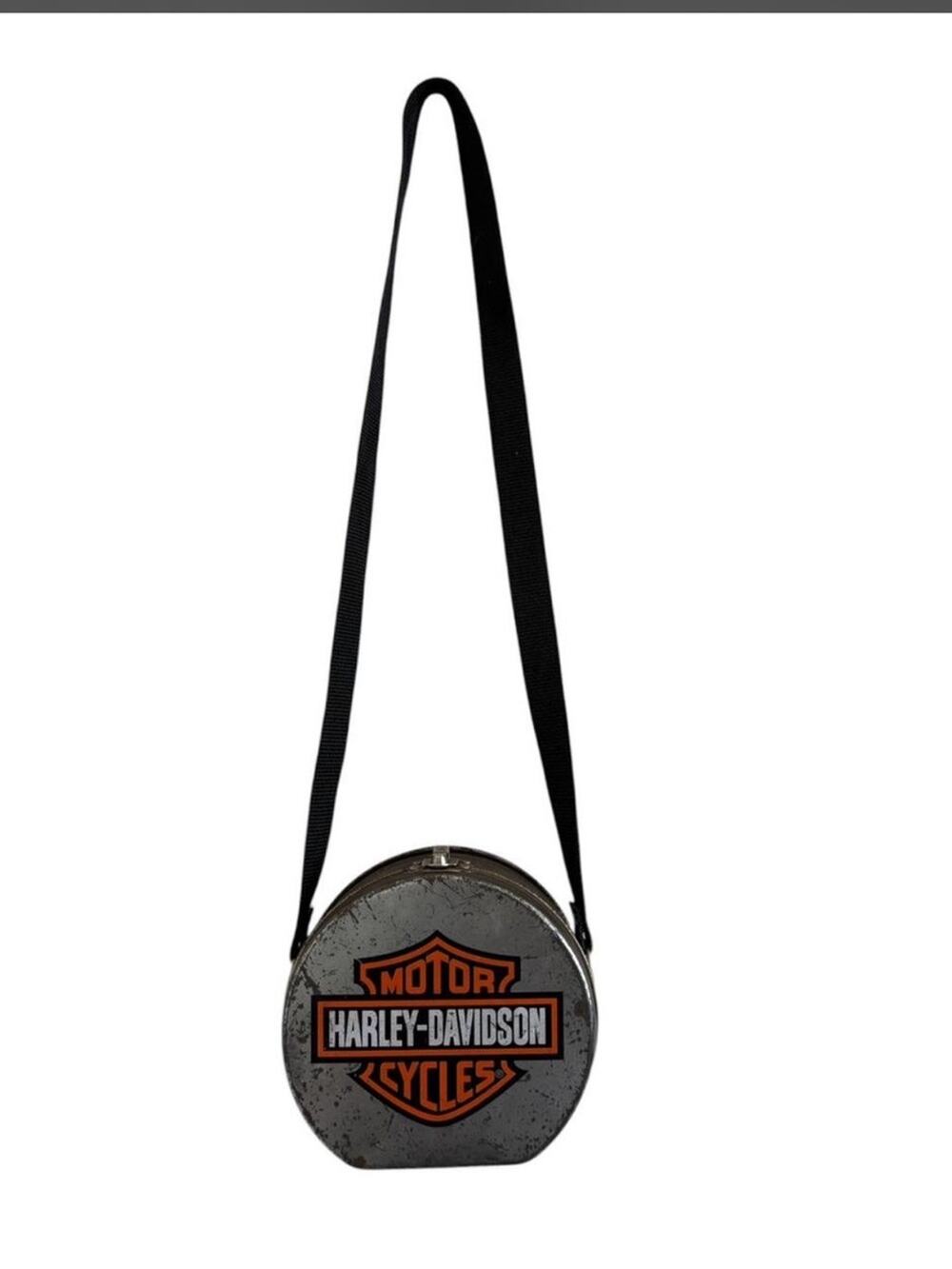 Vintage Harley-Davidson Men's Round Crossbody Metal Bag